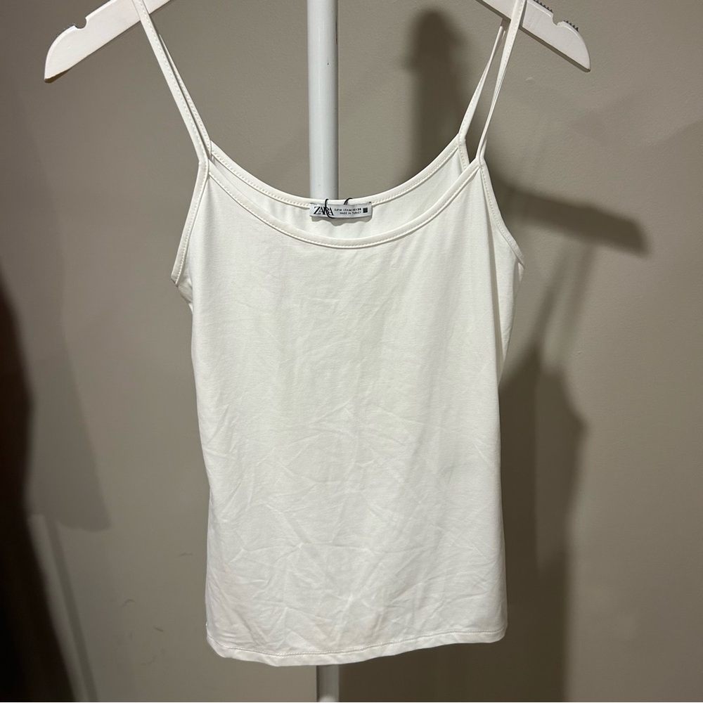 Zara White Spaghetti Strap Tank Top NWOT